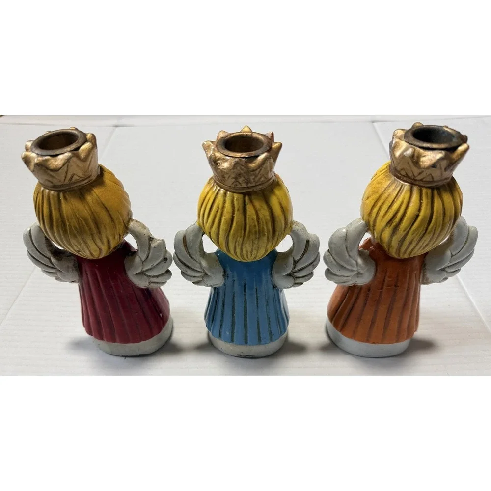 HOMCO - Vintage Christmas Angel Choir Candle Holders -‎ Set of 3